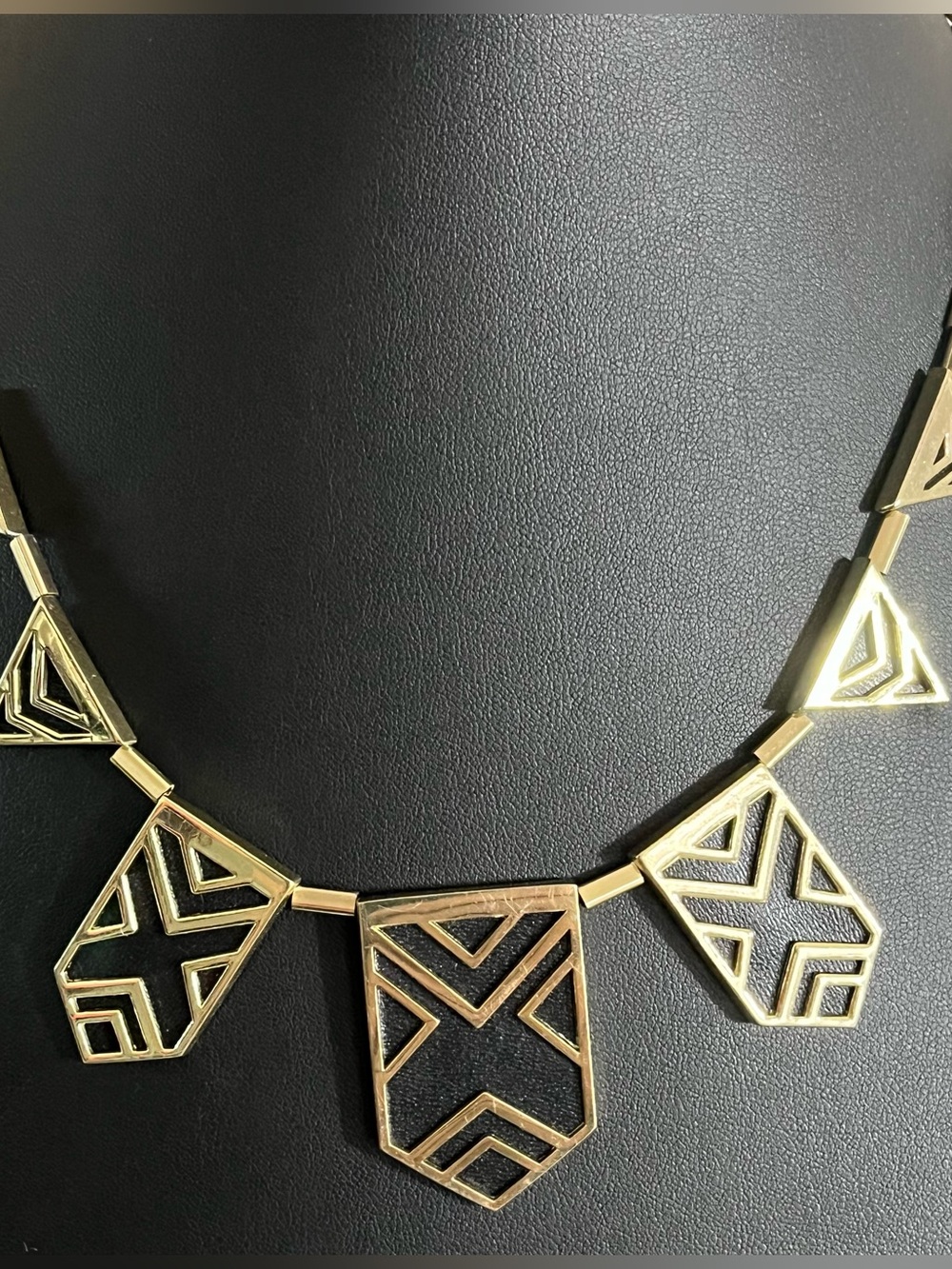 House of Harlow 1960 Gold Tone Geometric Art Deco Collar Necklace - Picture 2 of 6